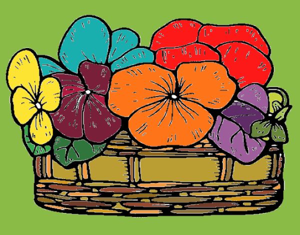 Coloring page Basket of flowers 12 painted byNita