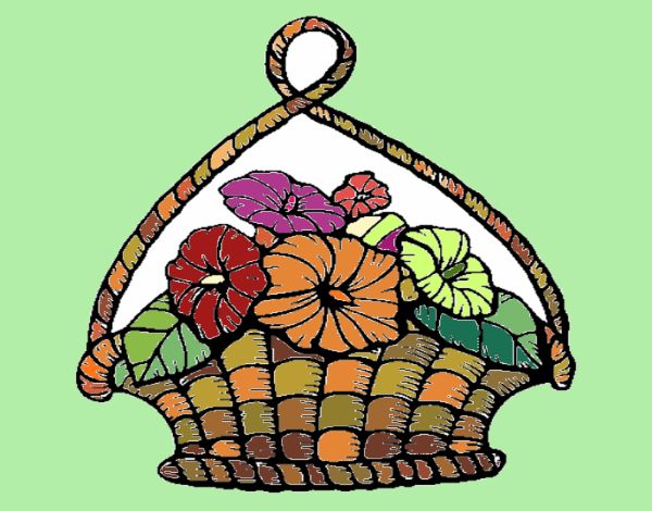 Coloring page Basket of flowers painted byNita