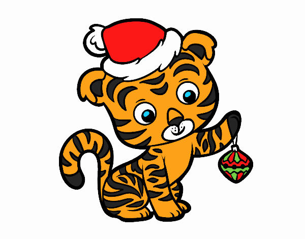 Coloring page Christmas tiger painted byBella0