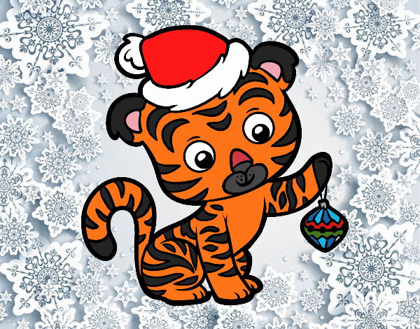 Coloring page Christmas tiger painted byPrincess13