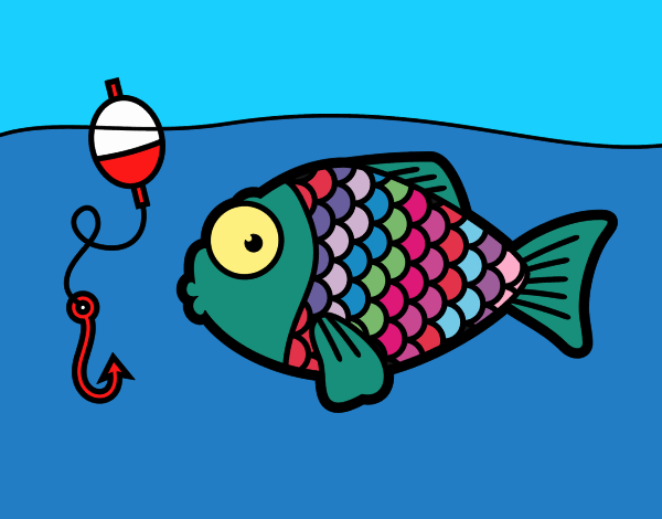 Coloring page Fish about to take the fish hook painted byPiaaa