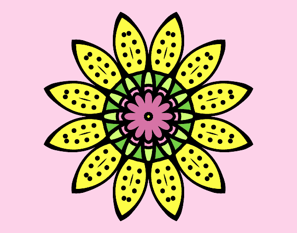 Coloring page Flower mandala with petals painted byANIA2