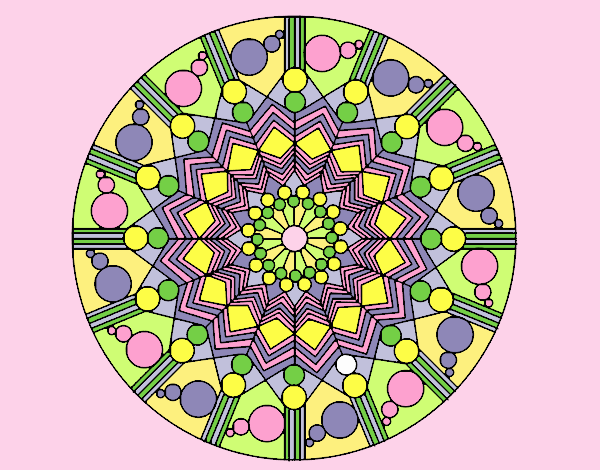 Coloring page Mandala flower with circles painted byANIA2