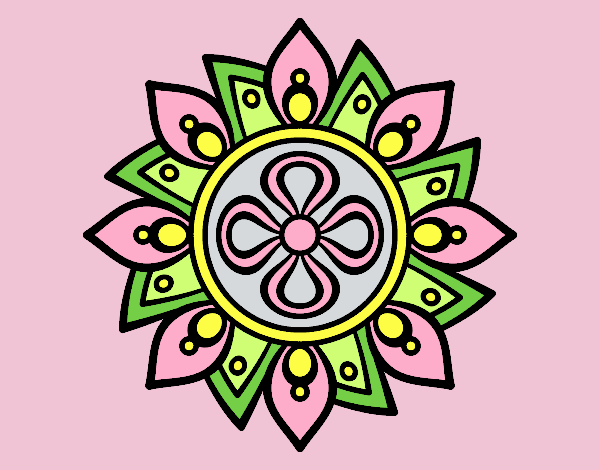 Coloring page Mandala simple flower painted byANIA2