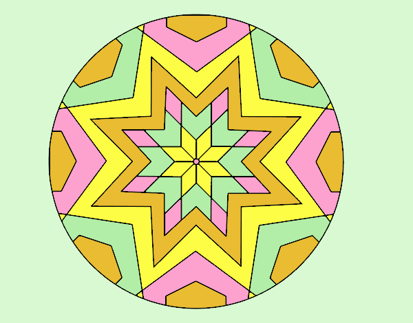 Coloring page Mandala star mosaic painted byANIA2