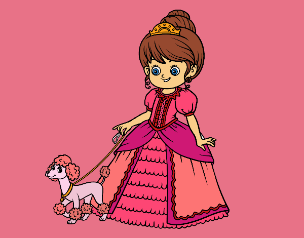 Coloring page Princess with puppy painted byPiaaa