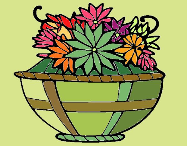 Coloring page Basket of flowers 11 painted byNita