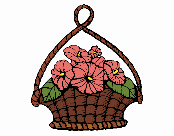 Coloring page Basket of flowers painted bySkye