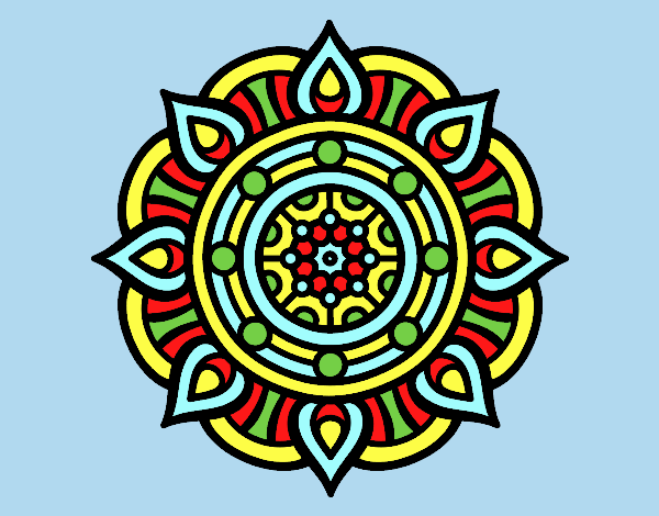 Coloring page Mandala fire points painted bylorna