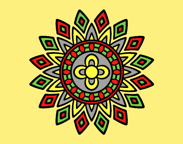 Coloring page Mandala flashes painted bylorna