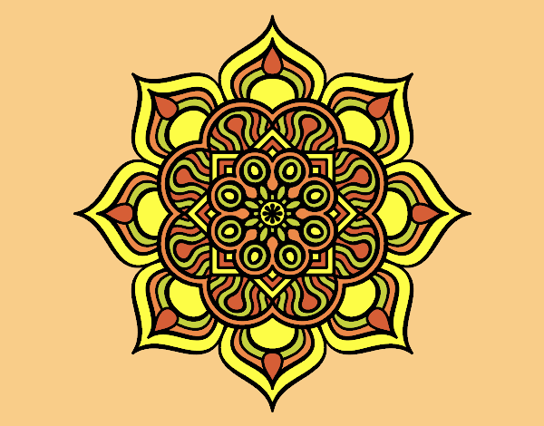 Coloring page Mandala flower of fire painted bylorna