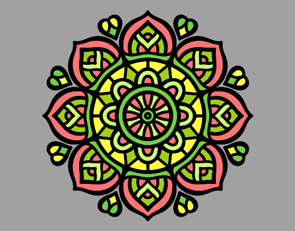 Coloring page Mandala for mental concentration painted bylorna