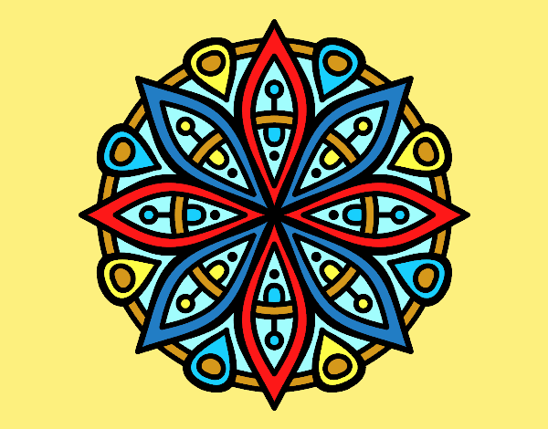 Coloring page Mandala for the concentration painted bylorna
