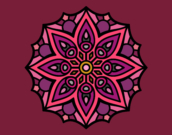Coloring page Mandala simple symmetry  painted byValerie