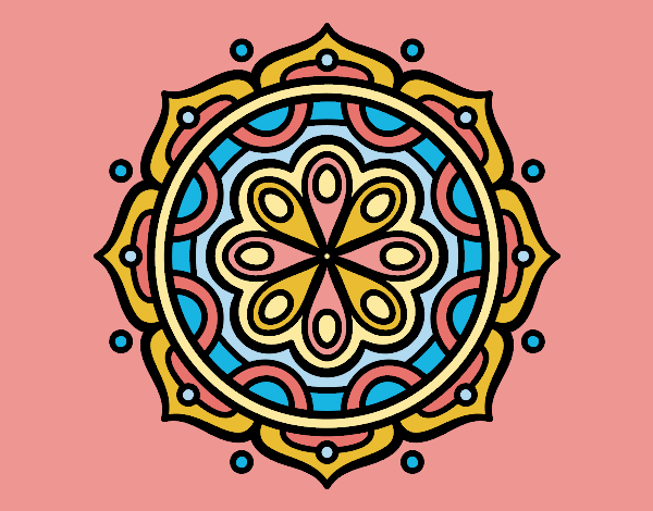 Coloring page Mandala to meditate painted bylorna