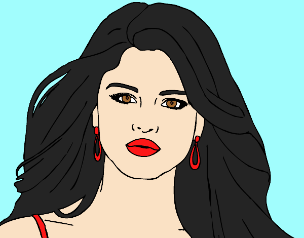 Coloring page Selena Gomez foreground painted bylorna