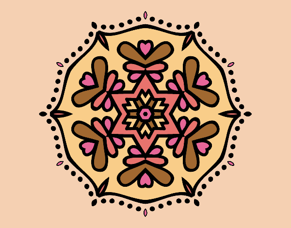 Coloring page Symmetric mandala painted bylorna