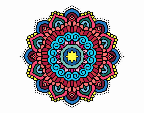 Coloring page Mandala decorated star painted bySkye