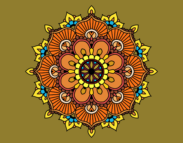Coloring page Mandala floral flash painted bySage