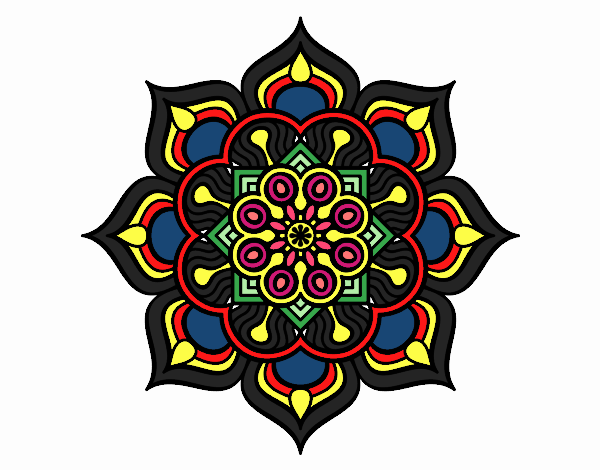Coloring page Mandala flower of fire painted byChantal