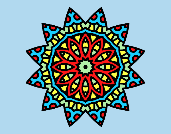 Coloring page Mandala star painted bylorna