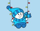 Coloring page Snowman swinging painted bylorna