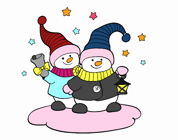 Coloring page Two christmas dolls painted byDaisy66