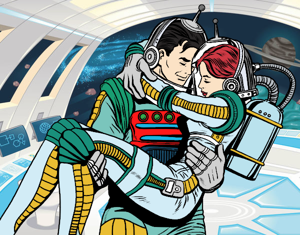 Coloring page Astronauts in love painted byBlazefuryx
