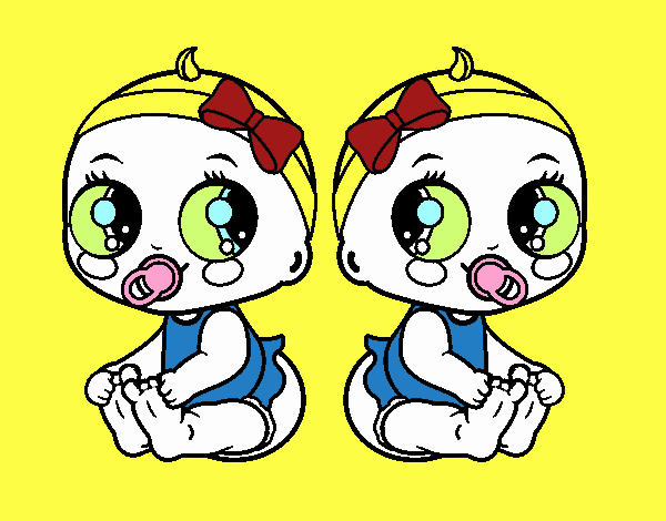 Coloring page Female twins painted byDaisy66