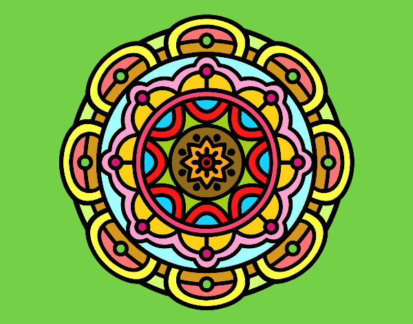 Coloring page Mandala for mental relaxation painted byKathi