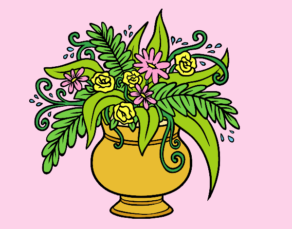 Coloring page A vase with flowers painted byLornaAnia