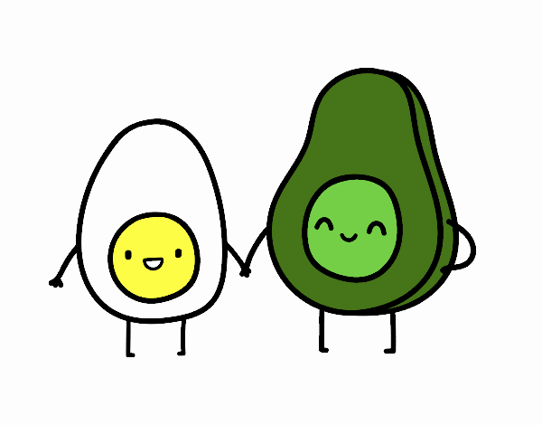 Coloring page Egg and avocado painted byeliza32