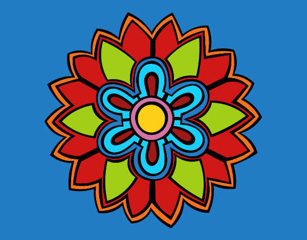 Coloring page Flower Mandala shaped weiss painted byeliza32