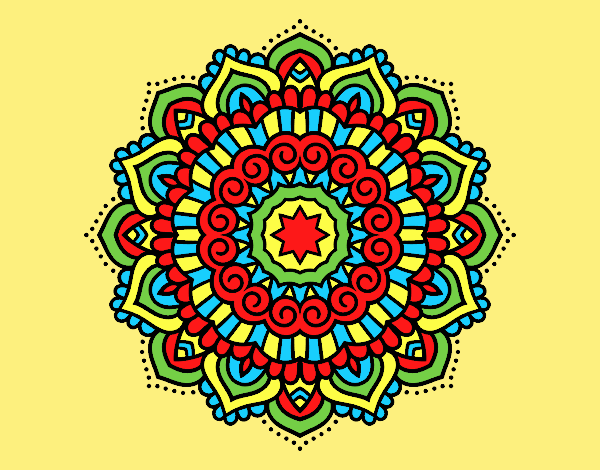 Coloring page Mandala decorated star painted byLornaAnia