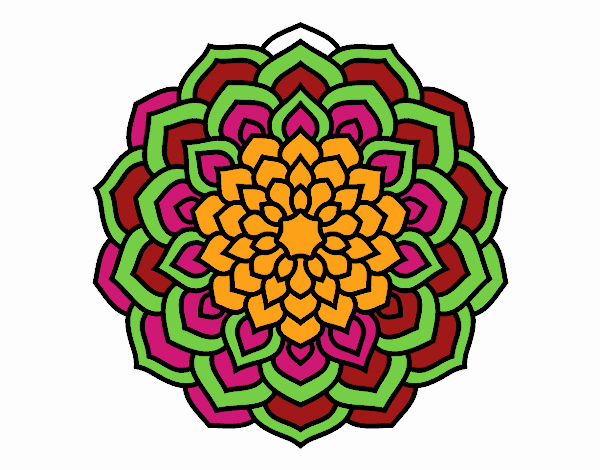 Coloring page Mandala flower petals painted byeliza32