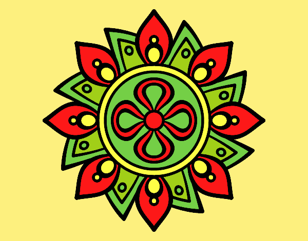 Coloring page Mandala simple flower painted byLornaAnia