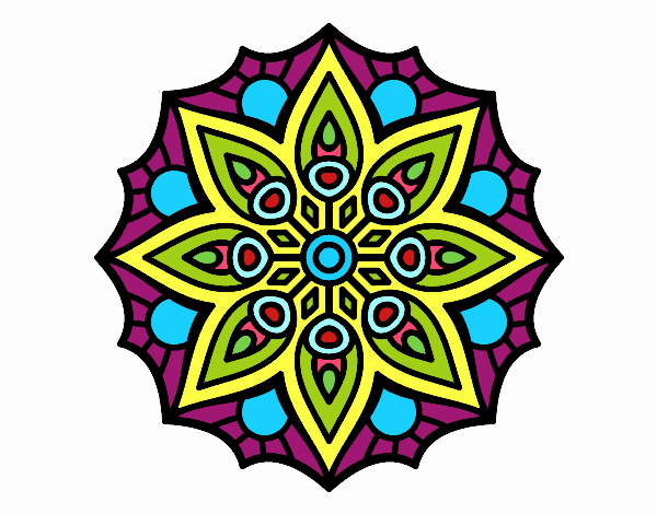 Coloring page Mandala simple symmetry  painted byeliza32