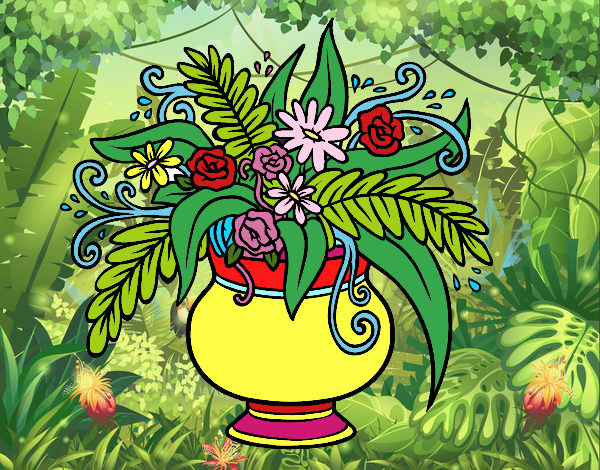 Coloring page A vase with flowers painted byAmatullah 