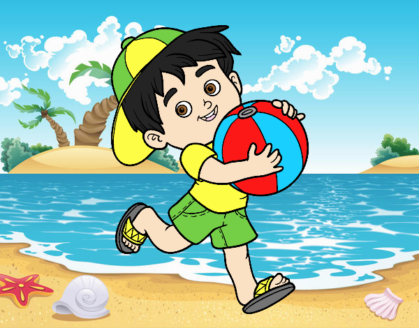 Coloring page Child playing with beach ball painted byLornaAnia