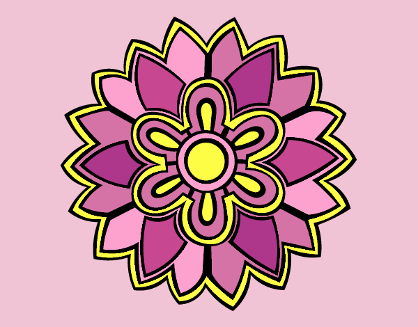 Coloring page Flower Mandala shaped weiss painted byLornaAnia