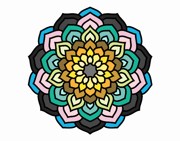 Coloring page Mandala flower petals painted bynayrb