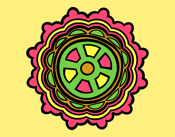 Coloring page Mandala shaped rudder painted byLornaAnia
