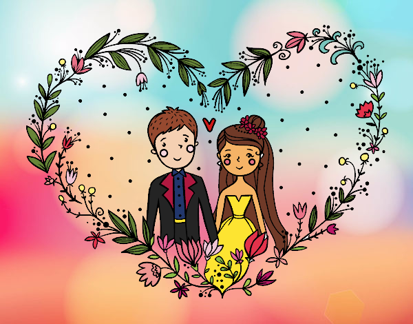 Coloring page Wedding heart painted bySkye