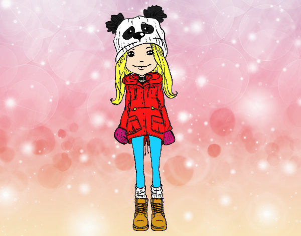 Coloring page Girl with hat and coat painted byalexadra