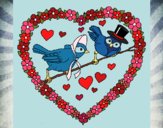 Coloring page Heart with birds painted bySkye