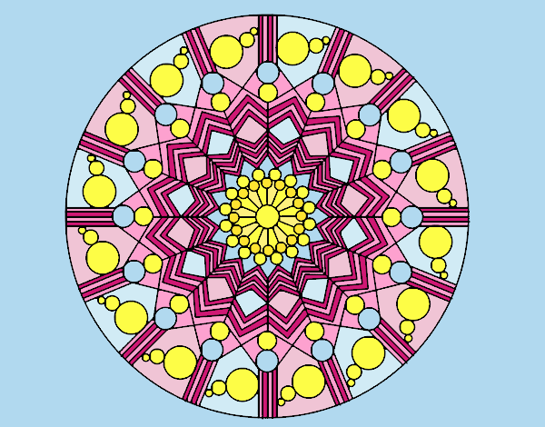 Coloring page Mandala flower with circles painted byLornaAnia