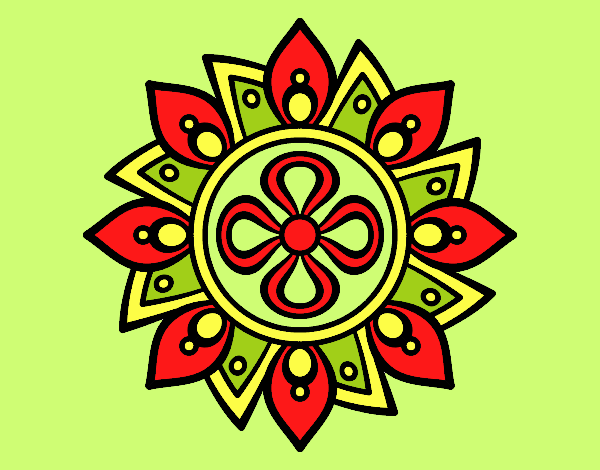 Coloring page Mandala simple flower painted byLornaAnia