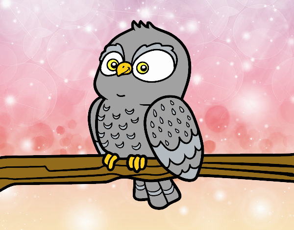 Coloring page Owl on a branch painted byalexadra