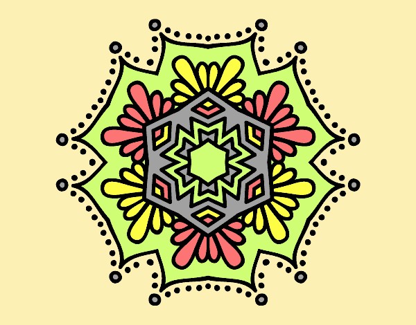 Coloring page Symmetrical flower mandala painted byLornaAnia