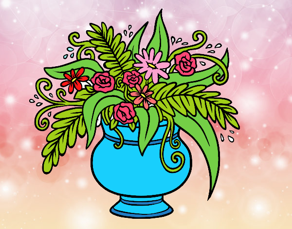 Coloring page A vase with flowers painted byalexadra